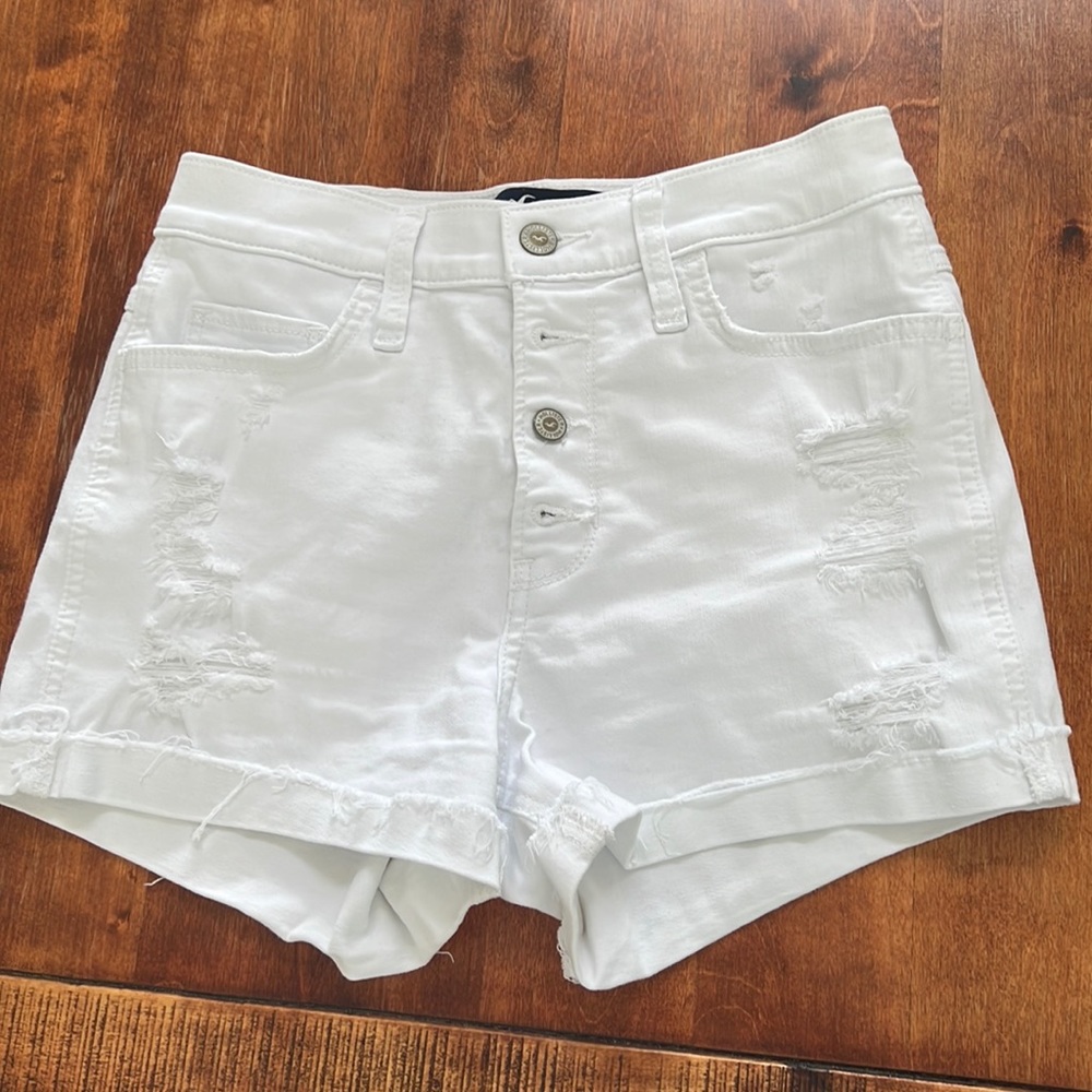 Hollister white denim shorts.